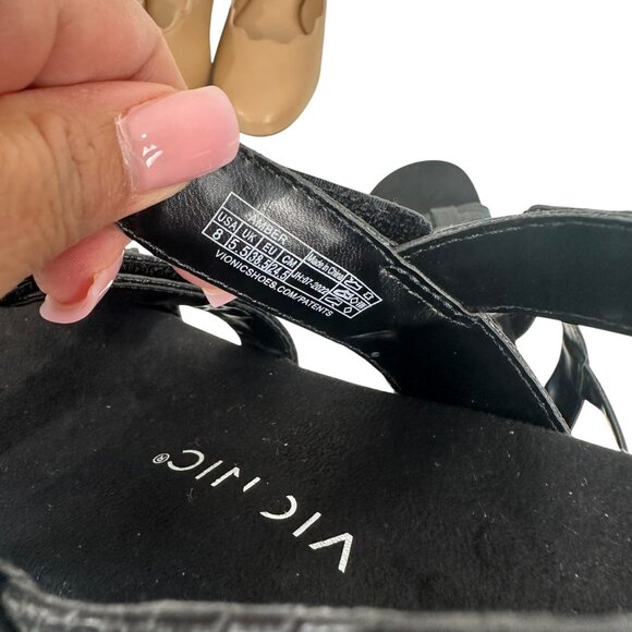 Vionic AMBER Womens Strappy Black Sandals SZ 8 Adjustable Strap Textured Pattern - Picture 6 of 13